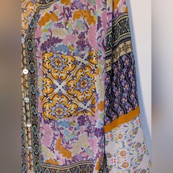 Anthropologie Fig and Flower S Boho Bohemian Hippie Sheer Tunic Top Cover Up - Picture 5 of 12